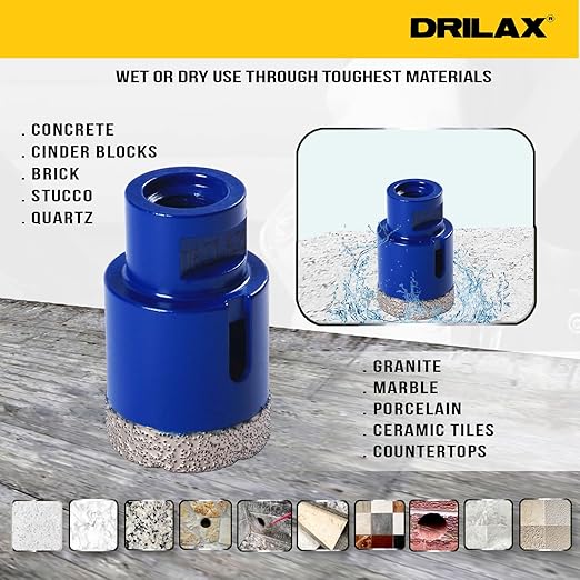 Drilax Pro Series 1-1/2 Inch Diamond Hole Saw for Angle Grinders | 1-3/8" Depth | 5/8"-11 Thread | Ideal for Shower Valves, Handles, Drain Pipes & Dry Drilling | Long Life