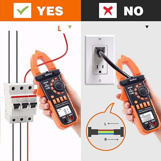 Clamp Meter Digital, AC/DC Current, Electrical Tester Digital, True RMS 4000 Counts, Auto-Ranging Measures AC/DC Voltage, Continuity, Frequency, Capacitance, Resistance, Duty-Cycle, Diodes