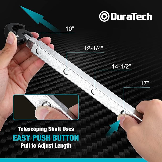 DURATECH Telescoping Basin Wrench, Sink Wrench, Adjustable 3/8'' to 1-1/4'' Capacity Jaw with 10" to 17" Extendable Handle, for Tight Space
