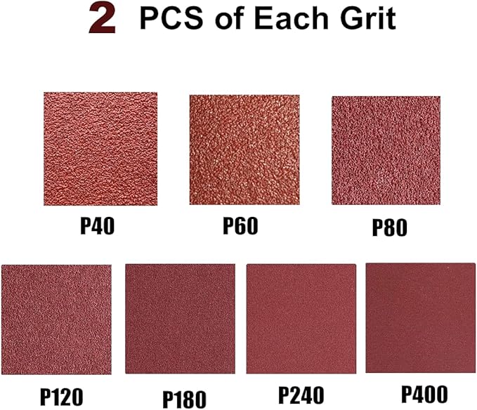14 PCS 2x42 Sanding Belt, 2 Each of 40 60 80 120 180 240 400 Grit Aluminum Oxide Belt Sandpaper for 2 X 42 Inch Belt Sander