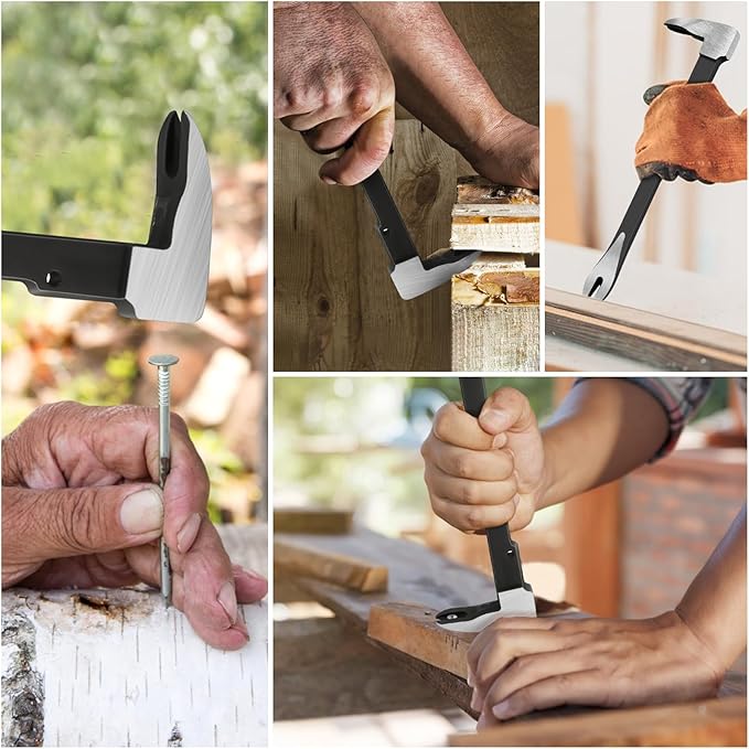 Lytool Nail Puller & Cats Paw Pry Bar, Heavy Duty Cat's Claw Nail Remover with Forged CR-V Steel, Angled Chisel Tip & Non-Slip Grip for Home Renovation, Woodworking & DIY Projects (9,10,15 inch)