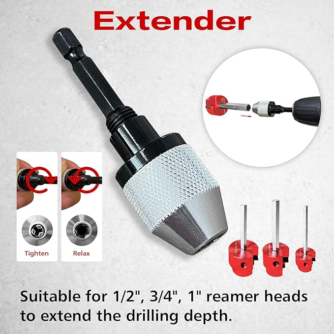 8Pcs Pvc Pipe Reamer Kit,Pipe Fitting Tools Contains 1/2", 3/4",1",1-1/4",1-1/2",2",3",4" Aluminum Head with a Extender,Fit into Standard 1/2" Drill,PVC Fitting Saver for PVC,CPVC,PPR or ABS,Red