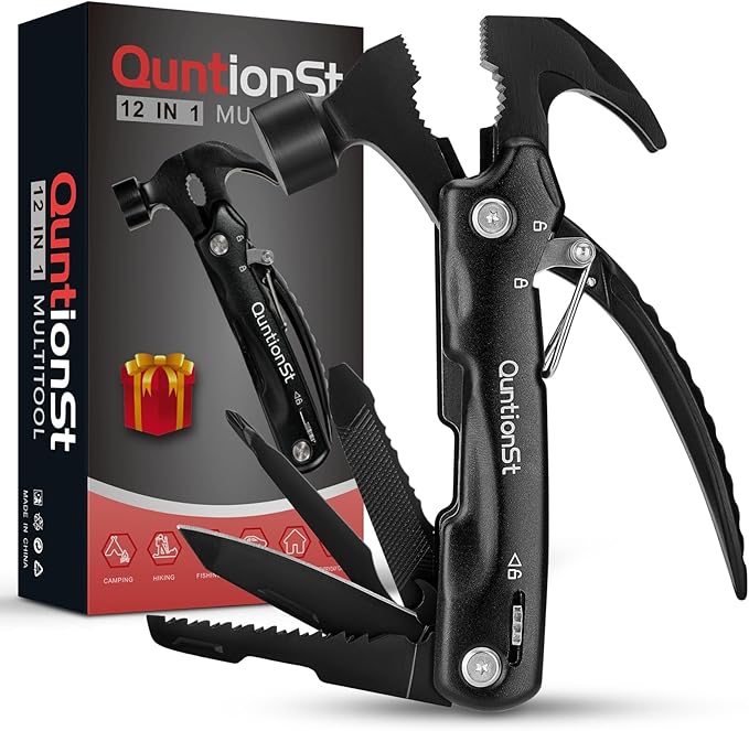 Gifts for Men,12-in-1 Hammer Multitool, Stocking Stuffers for Men,Christmas Stocking Stuffers for Adults Dad Husband Boyfriend, Camping Essentials Mens Gift for Him, Birthday Gift Idea,Mini Multi Tool
