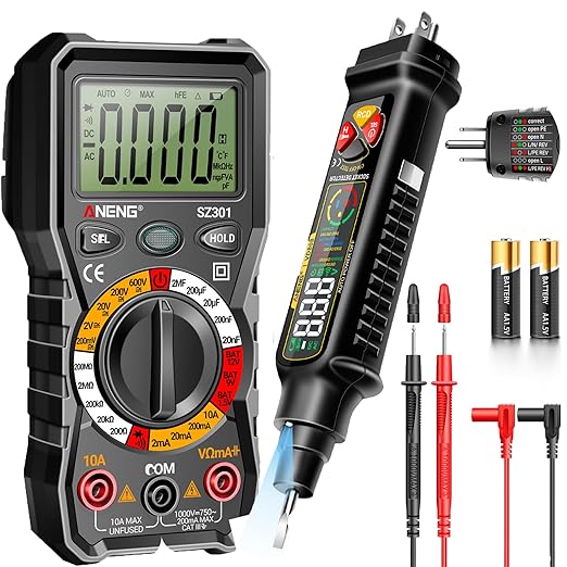 Multimeter with Outlet Receptacle Detector Measures Dual Range AC 2-440V,50Hz-60Hz Live/Neutral Wire Tester,Voltage,Current,Resistance,Continuity,Breakpoint Finder,Circuit Polarity Wall Plug Tool
