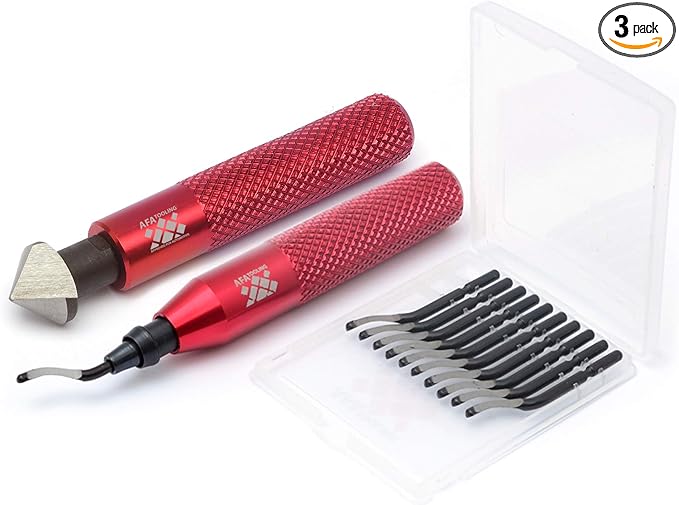 AFA Tooling - Deburring Tool & Countersink Hand Reamer with 10 Extra Blades - Works on Metal, Resin, PVC Pipes, Copper, Plastic and 3D Printed Edges - Plumbing & 3D Printing Burr Removal Reamer Tool