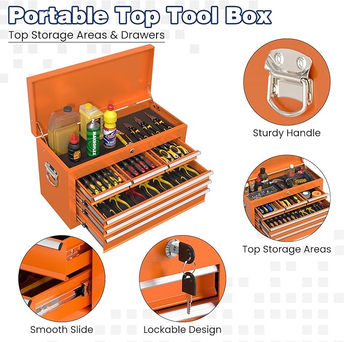 Rolling Tool Box with Wheels, 8-Drawer High Capacity Tool Chest with Drawers, Removable Storage Toolbox with Lock for Garage, Workshop