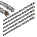 Concrete Drill Bit 5pcs 1/2" X 8"-6" Cross-Type Double Thread Carbide Material Suitable for Concrete, Brick, Cement Walls, Stone, Hammer Drill Bits for Concrete