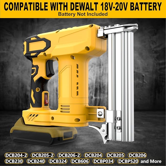 18 Gauge Cordless Brad Nailer Compatible with Dewalt 20V Battery (Not Included), Nail Gun/Staple Gun Battery Powered with 2000 Nails, Drives up to 1-1/4in Nails & Crown 7/8in Staples