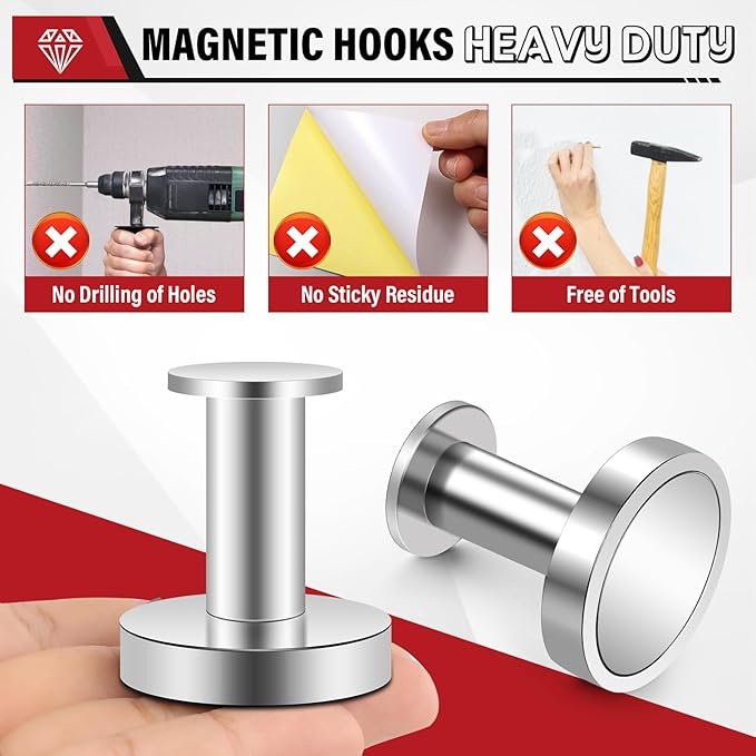 Camping Essentials, Cruise Essentials Must Haves, Strong Magnetic Hooks, 150Lb Magnets with Hooks, Magnetic Hooks Heavy Duty for Grill, Cruise Ship, Garage, Hanging - 3Pcs