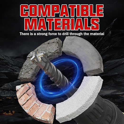 CSOOM SDS Plus Rotary Hammer Drill Bit 1"x8.27", Professional Concrete Drill Bit for Concrete, Brick, Stone and Cement Walls