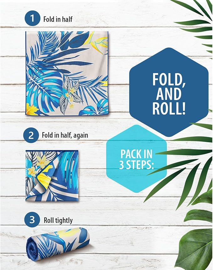 VENTURE 4TH Microfiber Beach Towel: Quick-Dry, Compact, Sand-Free, Absorbent, Sandproof and Lightweight - Perfect for Camping, Beach, and Roadtrips (Hibiscus Design | 35x78 inches)