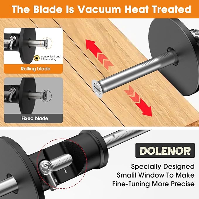 Wheel Marking Gauge Woodworking, Scribe Tool Woodworking, Adjustable 0-12cm, Aluminum & Brass Options, for Parallel Lines, Dovetail Joints & Professional Carpentry (Aluminum)