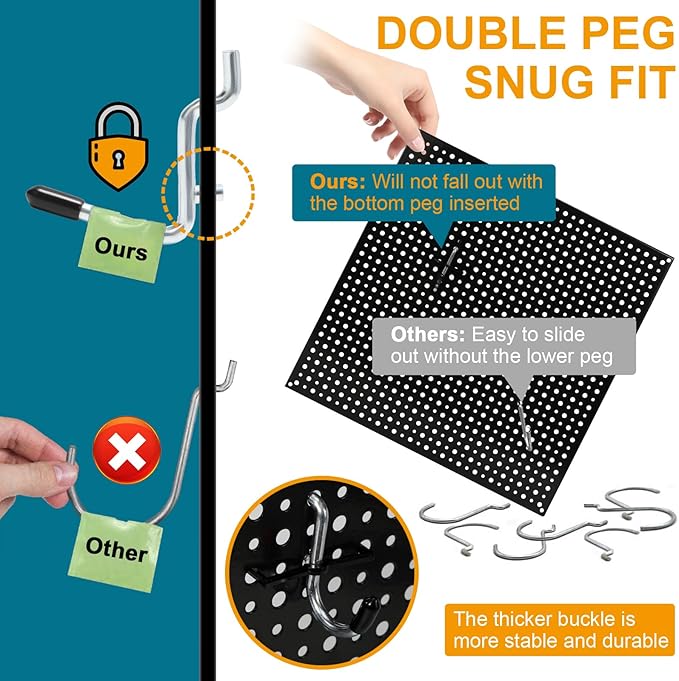 286PCS Pegboard Accessories Organizer Kit, Including pegboard Box Organizing Various Tools, 1/8 and 1/4 inch Pegboard Hooks Assortment for Hanging Storage,Garage Wall (286-Transparent Box)