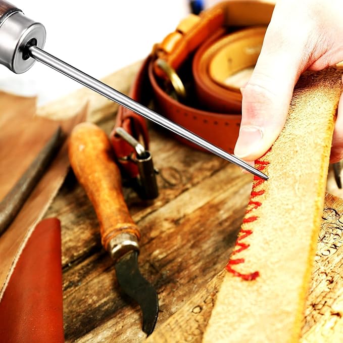 Wooden Handle Scratch Awl for Leather Punch Hole or DIY Handmade (Gourd Awl)