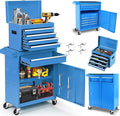 Rolling Tool Chest - 5 Drawers Tool Box Organizer with Lockable Wheels, Sliding Drawers, Detachable Top Tool Box - Tool Storage Cabinet for Garage Workshop, Blue
