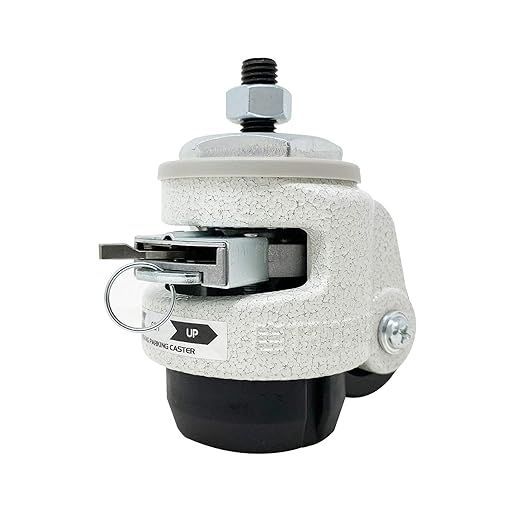 2' Retractable Leveling Caster with Ratcheting and Stemless | Nylon Wheel and NBR Pad | Ivory Color | 550 LBS Load Capacity | Single Caster