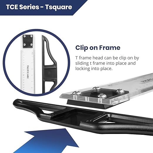 Pacific Arc 18 Inch T Square, Traditional Acrylic Graduated in Inch and Metric, Detachable Head