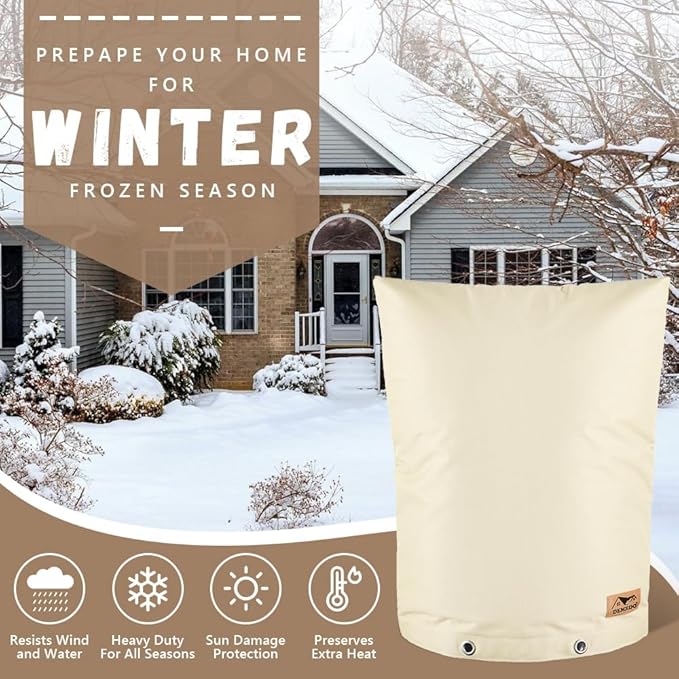 Backflow Preventer Insulation Cover - Water Pipe Insulation Sprinkler Cover for Outside - Insulated Backflow Cover Pouch for Irrigation Back Flow Valve in Winter or Sun Exposure (25" W x 30" H, Sand)