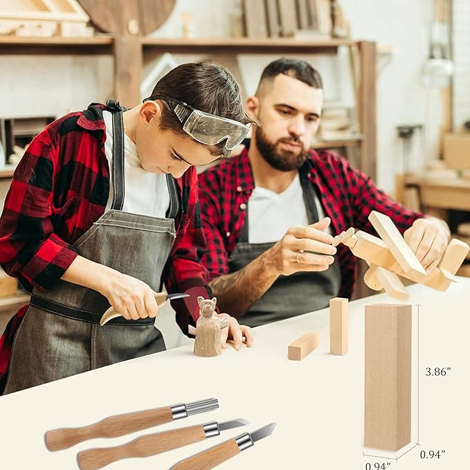 Wood Carving Kit, 22pcs Whittling Kit with Detail Wood Carving Knife Whittling Knife Wood Chisel Knife Gloves Polishing Compound Sharpener for Woodworking Beginners Adults Kids