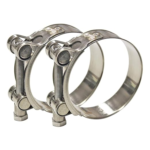 AKIHISA 104-112mm ID Range T-Bolt Hose Clamp,2 Pack 304 Stainless Steel Adjustable Heavy Duty Pipe Clamp 4.09-4.4 Inch