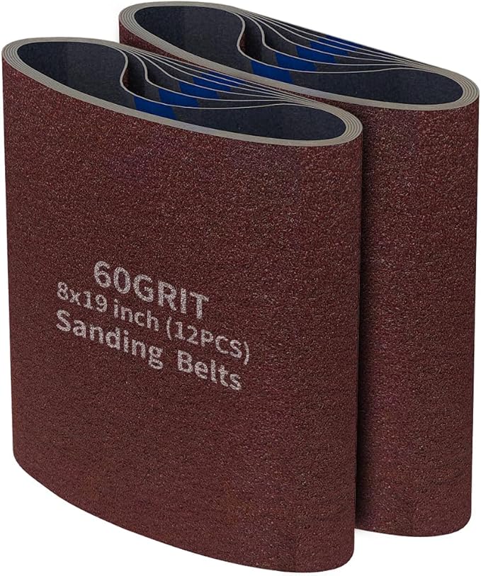 12 Packs 8 x 19 inch 60 Grit Cloth Floor Sanding Belts Ideal for Sanding Commercial and Residential Flooring