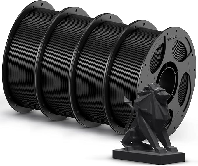 ANYCUBIC PETG Filament 1.75mm Bundle, 3D Printer Filament, Dimensional Accuracy +/- 0.02mm, Exceptional Toughness, Print with Most FDM 3D Printers, 1KG Reusable Spool, 4KG Black
