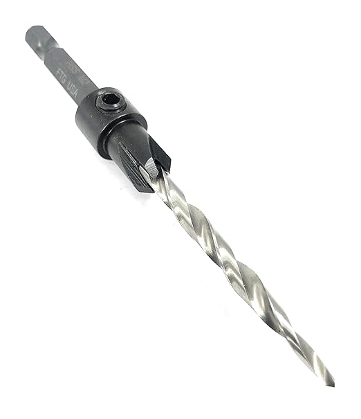 FTG USA Adjustable Wood Countersink Drill Bit #10 (3/16") with Tapered Drill Bit for Woodwork