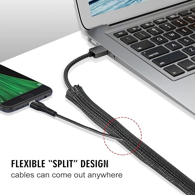 25ft - 1 inch Cable Protector Sleeve Split Wire Loom Tubing for Power, Audio, USB, Cord Management for TV, Computer, Protection from Pets Chewing, Black