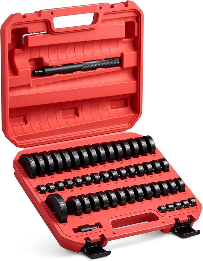 Orion Motor Tech 52-in-1 Custom Bushing Driver Tool Set and Transmission Wheel Axle Bearing Race Seal Installer Remover, Bush Removal Puller Bearing Press Tool Kit