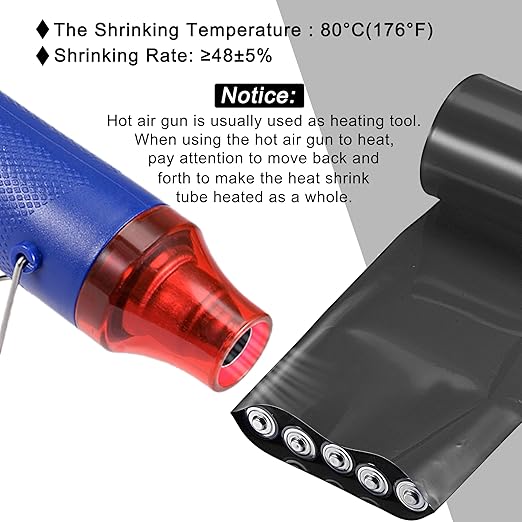 MECCANIXITY Battery Wrap PVC Heat Shrink Tubing 32mm Dia 50mm Flat 20 Feet(6meters) Black Good Insulation for Battery Pack