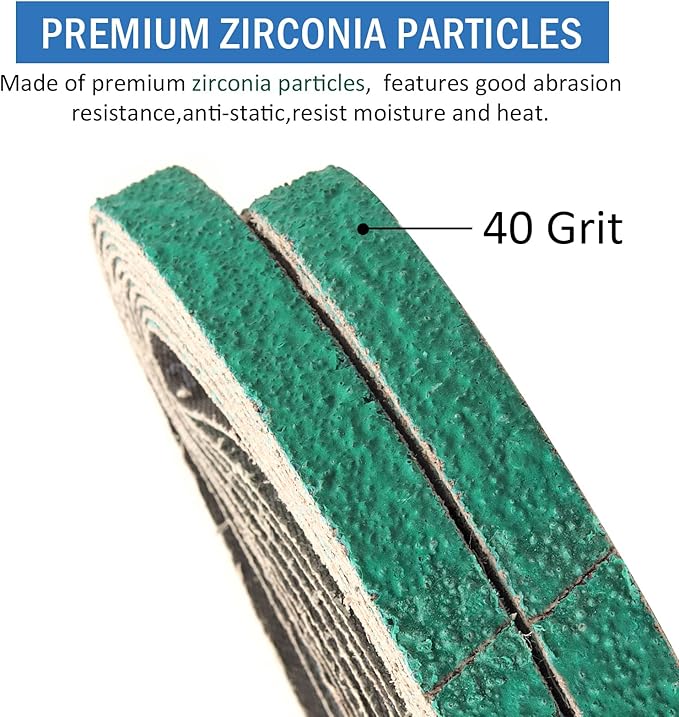 1/2" x 18" Zirconia Sanding Belts for Belt Sander, 40 Grit 1/2 x 18 Inch Sanding Belts for Air File Belt Sander, Woodworking, Metal Polishing, Derusting, 20-Pack