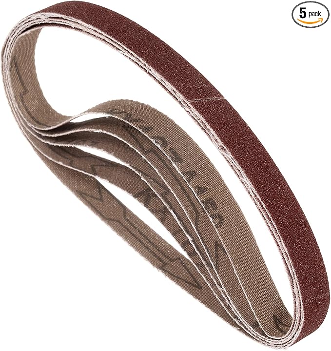 5 Pcs Sanding Belts 3/8 x 21 Inch 150 Grit Aluminum Oxide Abrasive Sandpaper for Belt Sander Metal Grinding Wood Working Weld Rust Removal