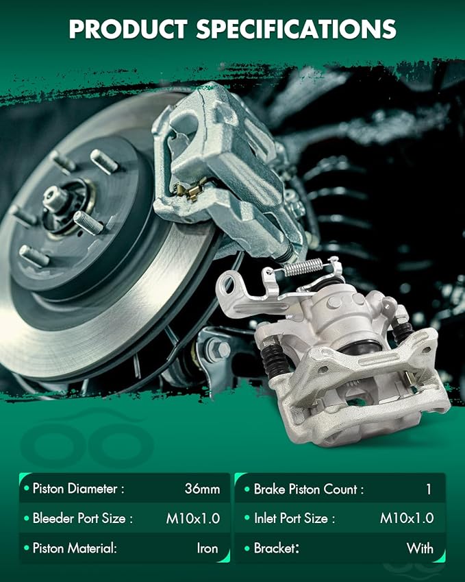 SCITOO 19B7154 Rear Right Disc Brake Caliper w/Bracket Fit For Mazda For 3 2014-2016,For Mazda For 3 Sport 2014-2016, Single Piston