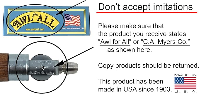Professional Leathercraft Accessories, Sewing, Stitching Awl Tool Kit & Supplies, HEAVY DUTY - MADE in USA – DIY Craft, Leather, Heavy Fabric, Canvas, Upholstery, Bag, Shoe, Belt Repair Lockstitch Set