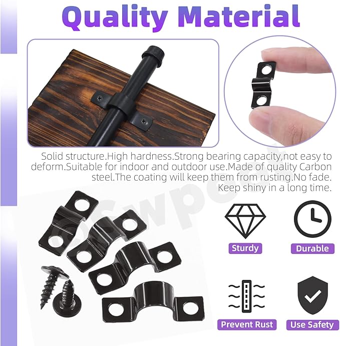 Swpeet 25Pcs 8mm Two Hole U Bracket Clamp with 50Pcs Self-tapping Screws Kit, U-Clamps, Metal Pipe Clamps, Pipe Strap Clamps, Conduit Tension Clips for Fixing Pipe or Cable