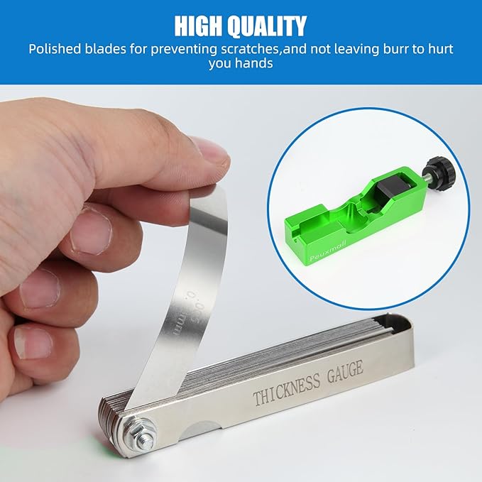 Spark Plug Gap Tool, Spark Plug Gapping Tool with 32 Blade Steel Feeler Gauge, Universal Spark Plug Gap Tool for Most 10mm 12mm 14mm 16mm Spark Plugs (Green)