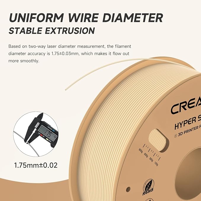 Official Creality Hyper PLA Filament 1.75mm, High Speed PLA 30-600mm/s 3D Printer Filament, Dimensional Accuracy +/-0.02mm, Fit Most FDM 3D Printers，1KG(2.2lbs) Spool Skin