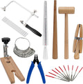 Jewelers Tools Set, Ring Making Kit, Silversmithing Starter Kit, Ring Sizer Mandrel Measuring Tool, Jeweler Saw Frame, Bench Pin Clamp Silversmithing Supplies