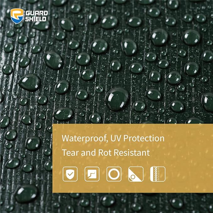 GUARD SHIELD Super Heavy Duty Green/Silver Poly Tarp Cover 16x20 Feet Waterproof 16mil Thick UV and Tear Resistant Tarpaulin with Grommets and Reinforced Edges