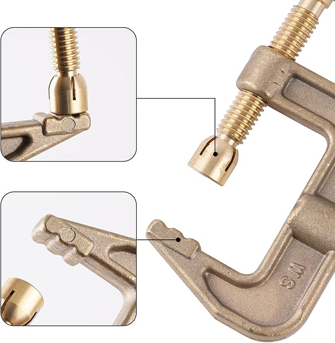 Welding Ground Clamp 500Amp G-style Solid Brass Clamping Range up to 44mm Earth Clamp For TIG/MIG/MMA Tig Welder Machines