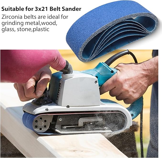 3 Inch x 21 Inch Sanding Belts, 36 Grit 3x21 Zirconia Sanding Belts, 3 x 21 Belt Sander Sanding Belts for Metal Polishing, Derusting, Woodworking(3x21in,36 Grit)