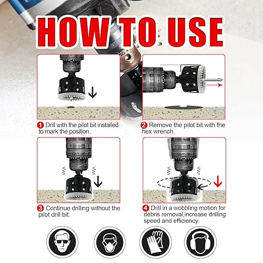 1-9/16 Inch Diamond Hole Saw with Pilot Drill Bit, 1-9/16" Serrated Brazing Tile Hole Saw Diamond Core Drill Bits with Guiding Bit for Ceramic Porcelain Tile Glass Stone Granite Marble