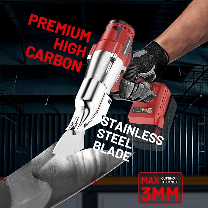 Cordless Sheet Metal Cutter for Mil-waukee 18V Battery, Electric Metal Shears with 360° Rotating Head, Torque 221 Ft-Lbs, Brushless Scissors for Stainless Steel, Metal, Iron（Battery Not Include)