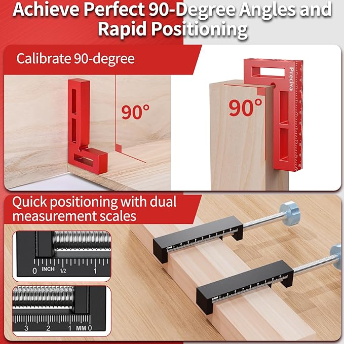 Preciva Corner Clamp for Woodworking, 90 Degree Right Angle Clamp, Aluminum Alloy Positioning Squares for Picture Frames, Cabinets, Drawers Boxes