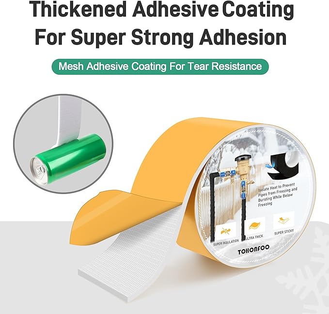 Pipe Insulation Tape, Foam Insulation Tape for Outdoor Pipes Winter Freeze Protection, Foam Pipe Insulation Wrap, Heat Tape for Water Pipes, Copper Pipes, PVC, AC Line, 4in x 15ft, White