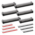 APIELE Screw Terminal Block 8/10/12 Position Dual Row Covered 600V 15A Pre-Insulated Terminal Barrier Strips (15A 8P/10P/12P+6PCS Wiring Strips)