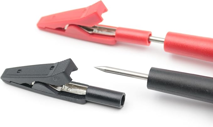 10Pcs Red and Black Insulated Safety Multimeter Test Leads with Mini Alligator Clips Crocodile Clamp Clips for 2mm Test Probe Banana Plug Connector