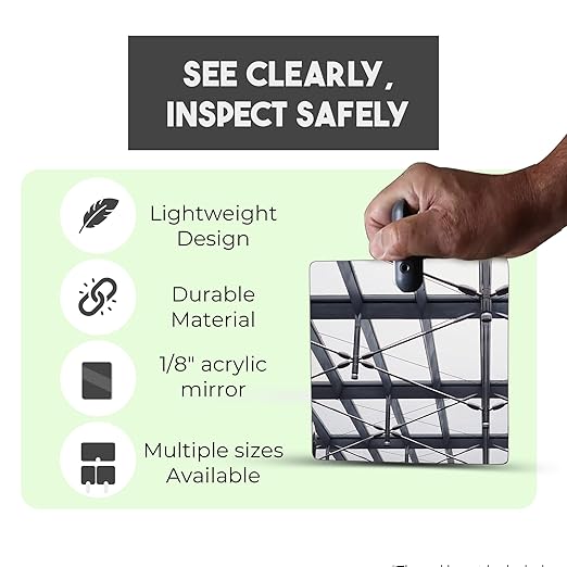 Flex Vue Inspection Mirror with Threaded Adapter, 3.5 inch x 6 inch - 2 Pack