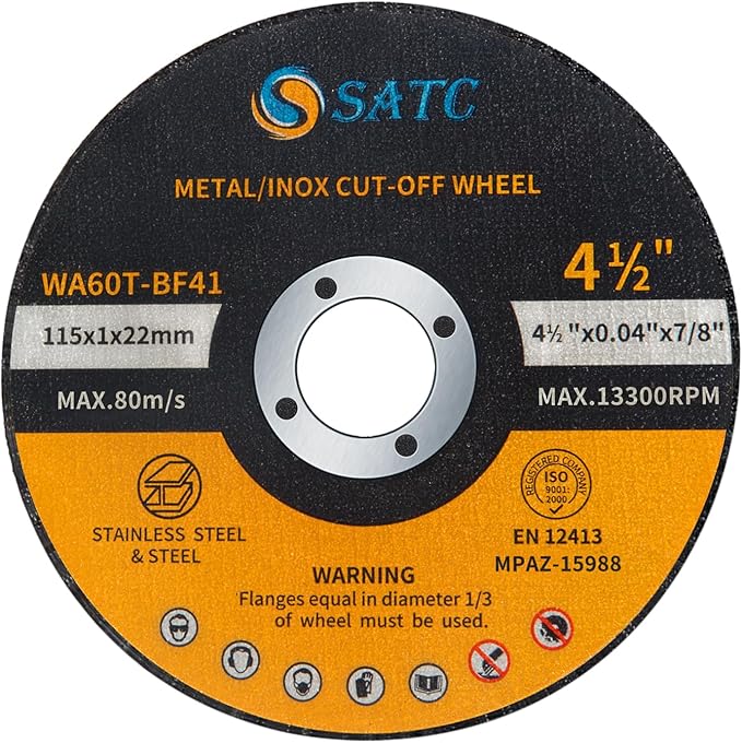S SATC 100 PCS Cut Off Wheel 4.5" x.040 x7/8" Angle Grinder Cutting Disc Ultra Thin Metal & Stainless Steel