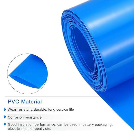 MECCANIXITY Battery Wrap PVC Heat Shrink Tubing 42mm Dia 66mm Flat 33 Feet(10meters) Blue Good Insulation for Battery Pack